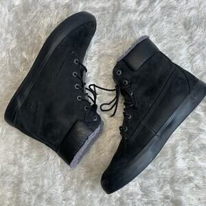 Timberland Boots Womens 9.5  Flannery Boot Black Suede Faux Fur A18XO